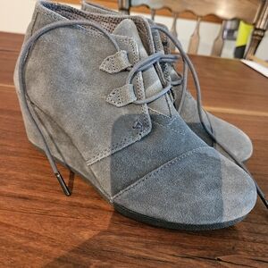 Toms Gray Ankle Booties with Wedge Heel